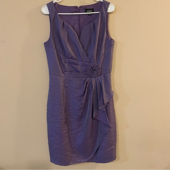 Adrianna Papell Sleeveless Semi-Formal Prom Dress Faux‎ wrap Purple Sz10 - Picture 1 of 12